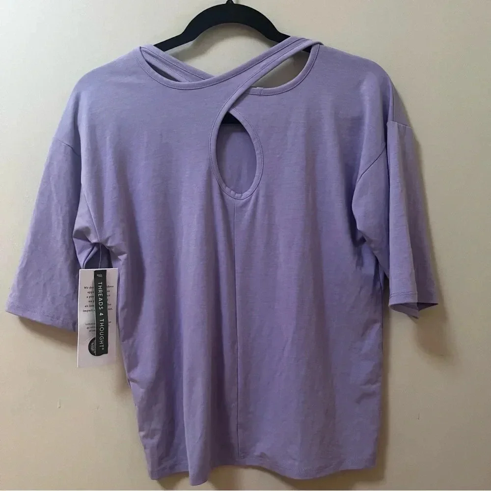 Threads 4 Thought Purple 3/4 sleeve Shirt with back detail -Size 16 Girls
